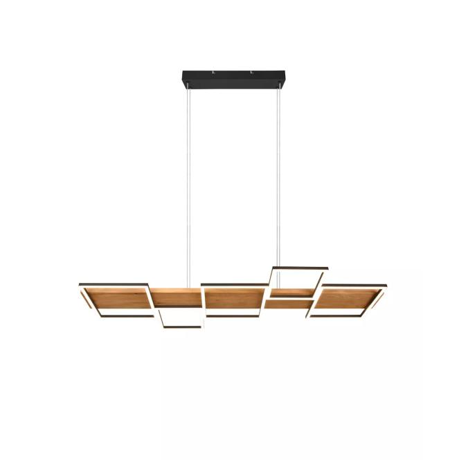 LED-Pendelleuchte Matt 1 Stück Metall / Holz Hellbraun, Schwarz günstig online kaufen