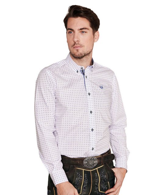 KRÜGER BUAM Trachtenhemd Trachtenhemd 'Johann' mit Muster 912467, Weiß Grü günstig online kaufen