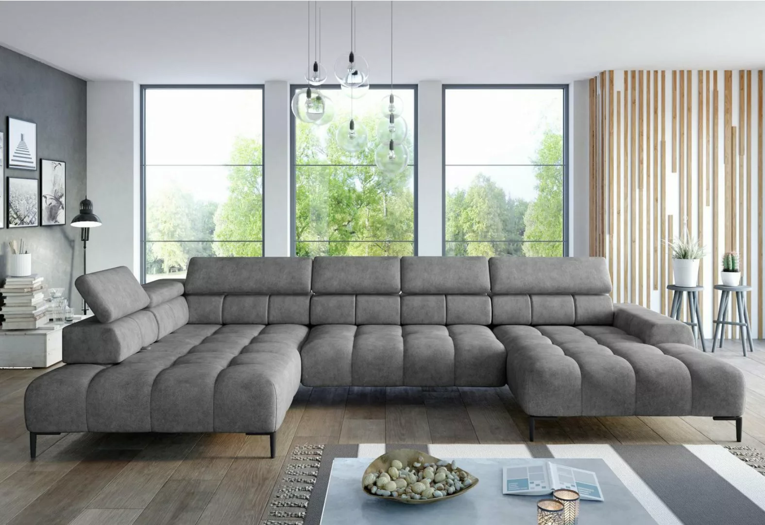 Xlmoebel Ecksofa Modernes Design-Sofa mit Stoff und Bettfunktion in U-Form günstig online kaufen