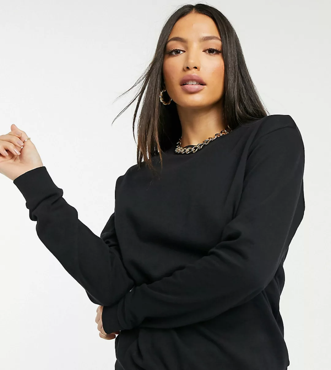ASOS DESIGN Tall – Ultimate – Schwarzes Sweatshirt aus Bio-Baumwolle günstig online kaufen