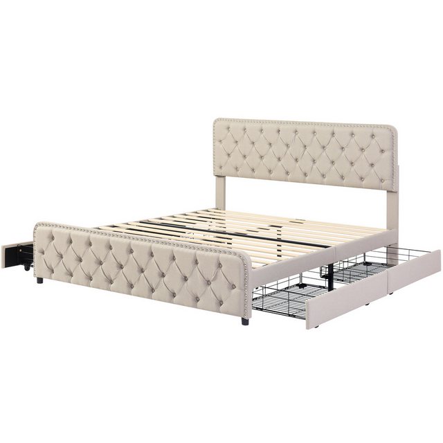 BlingBin Polsterbett 180*200cm Doppelbett (1er Set, 1-tlg., mit vier Schubl günstig online kaufen