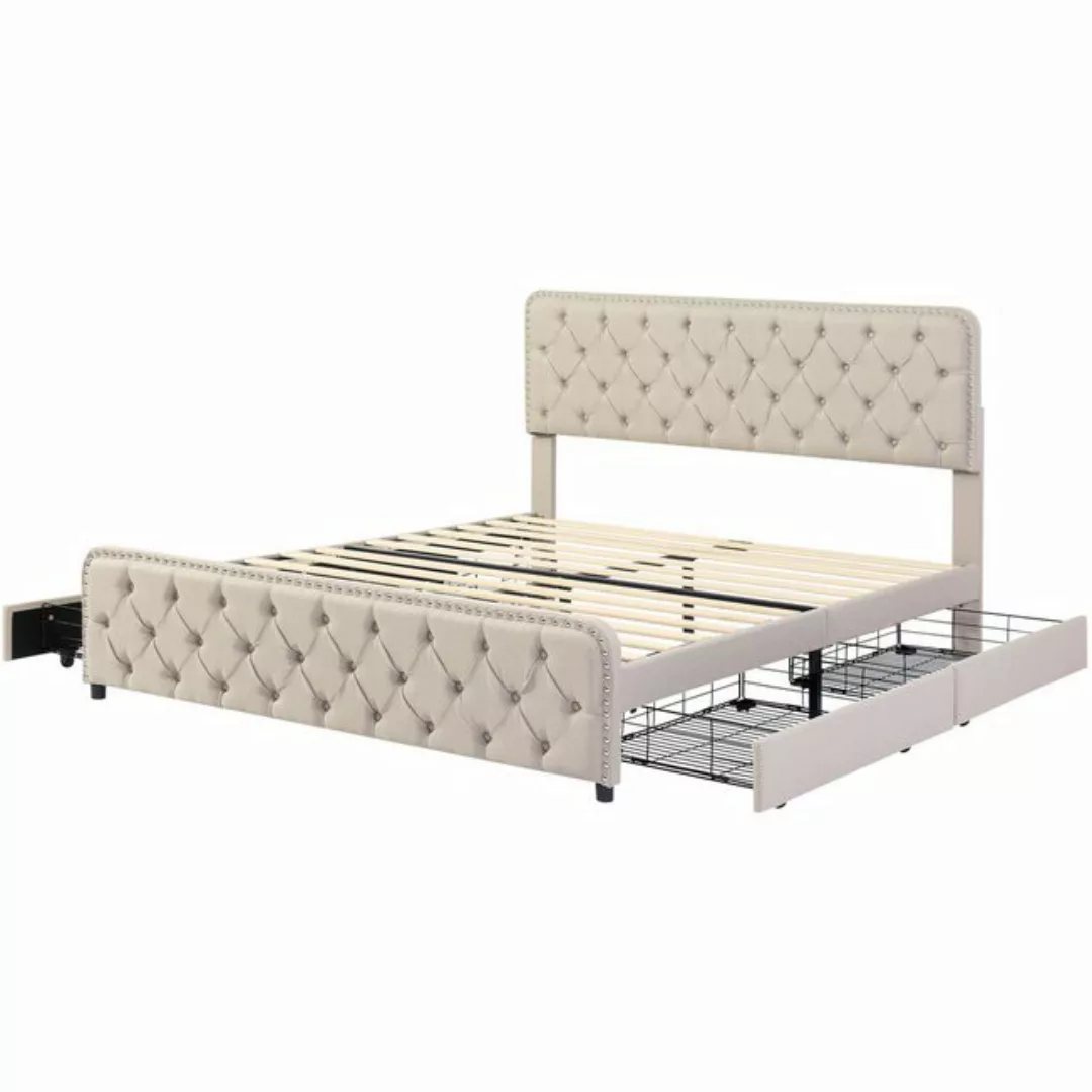 BlingBin Polsterbett Doppelbett Stauraumbett Jugendbett, Leinen (1er Set, 1 günstig online kaufen