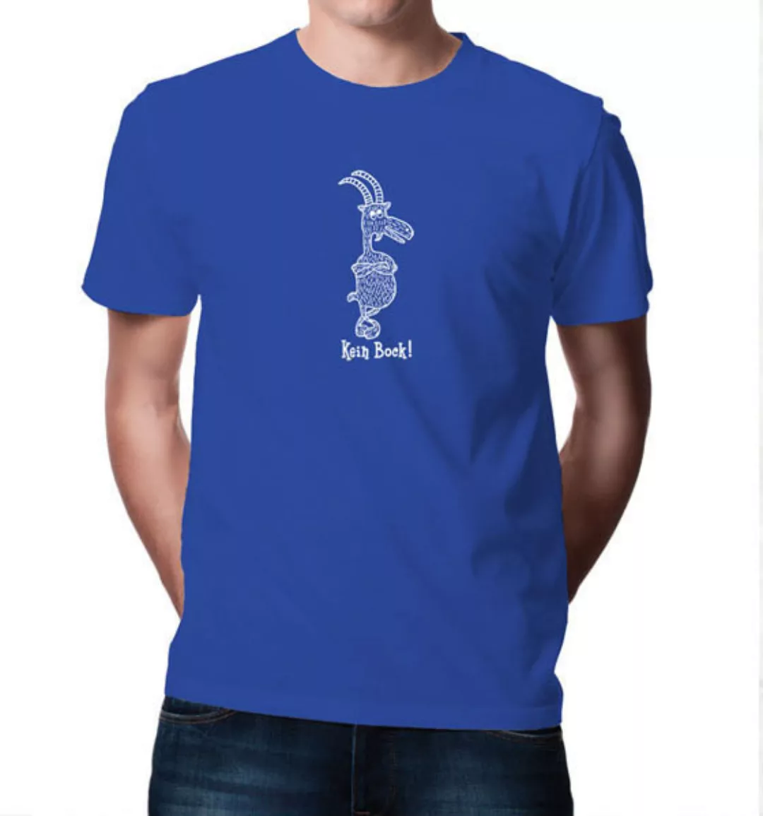 Kein Bock ! T-shirt In Blau & Weiß Für Männer Aus Bio-baumwolle günstig online kaufen