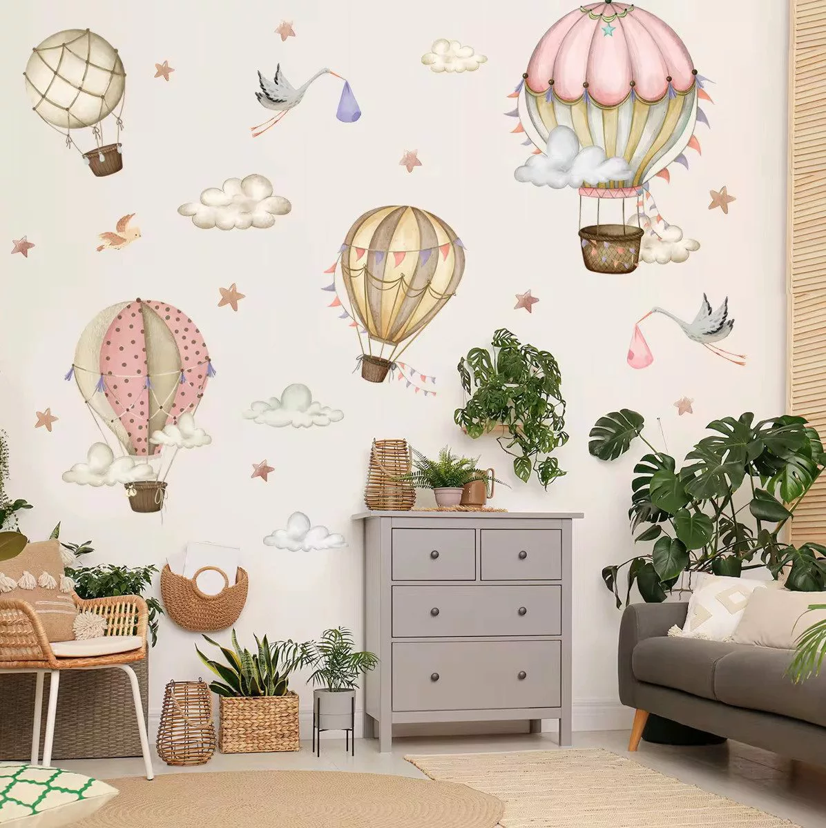 Montegoni Wandtattoo Tiere Heißluftballon Wolken Wandaufkleber günstig online kaufen
