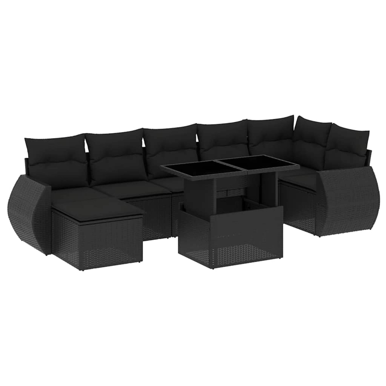 vidaXL 8-Tlg Garten-Sofagarnitur mit Kissen Schwarz Poly Rattan 3268685 günstig online kaufen