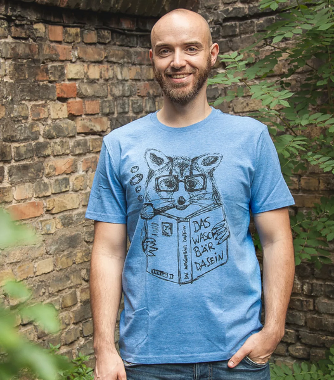 Willi Waschbär - Fair Wear Männer T-shirt - Heather Blue günstig online kaufen
