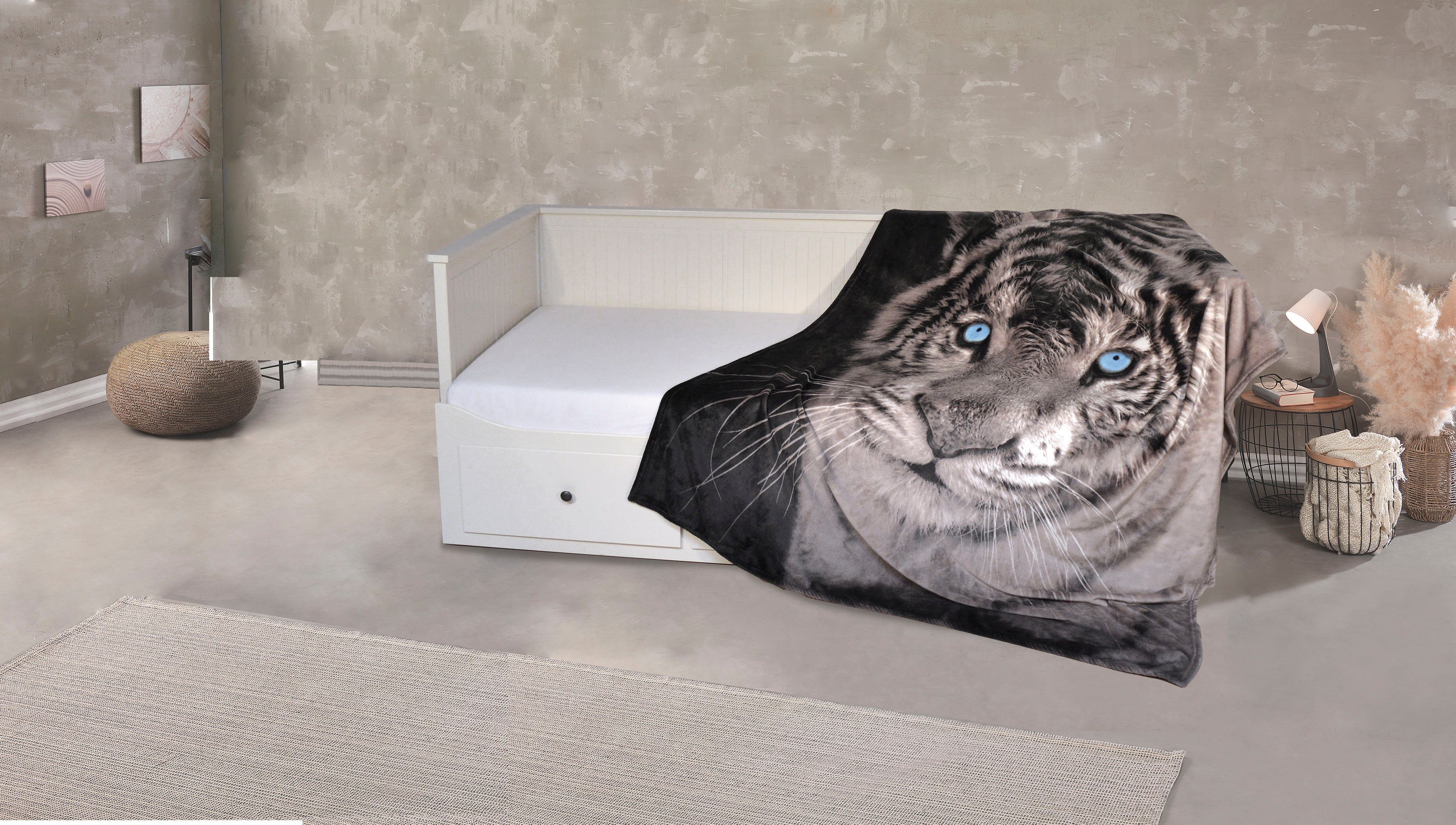 KiNZLER Wohndecke »Mikrofaser Fotodruck "Tiger"« günstig online kaufen