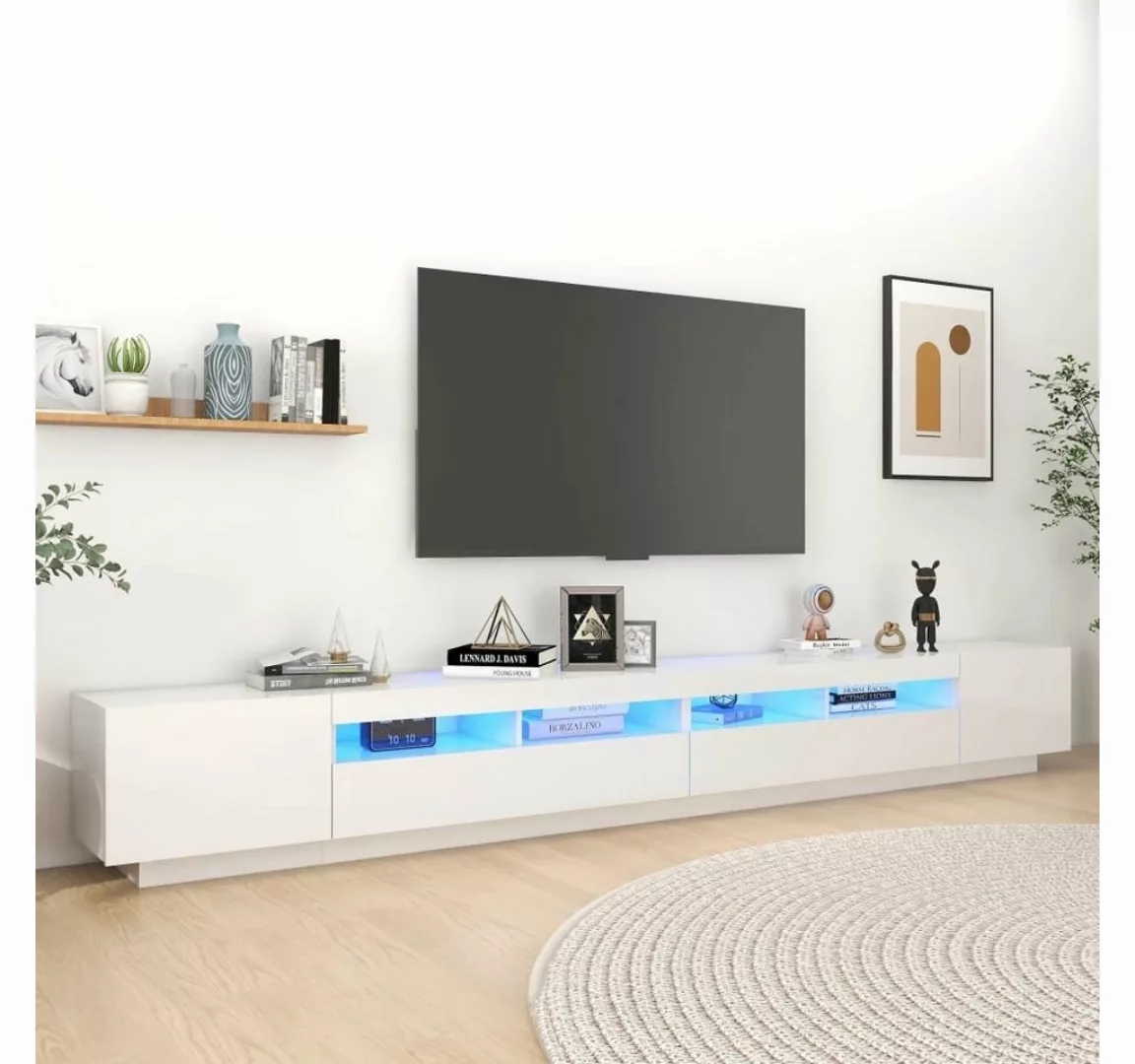 vidaXL TV-Schrank TV-Schrank mit LED-Leuchten Hochglanz-Weiß 300x35x40 cm ( günstig online kaufen