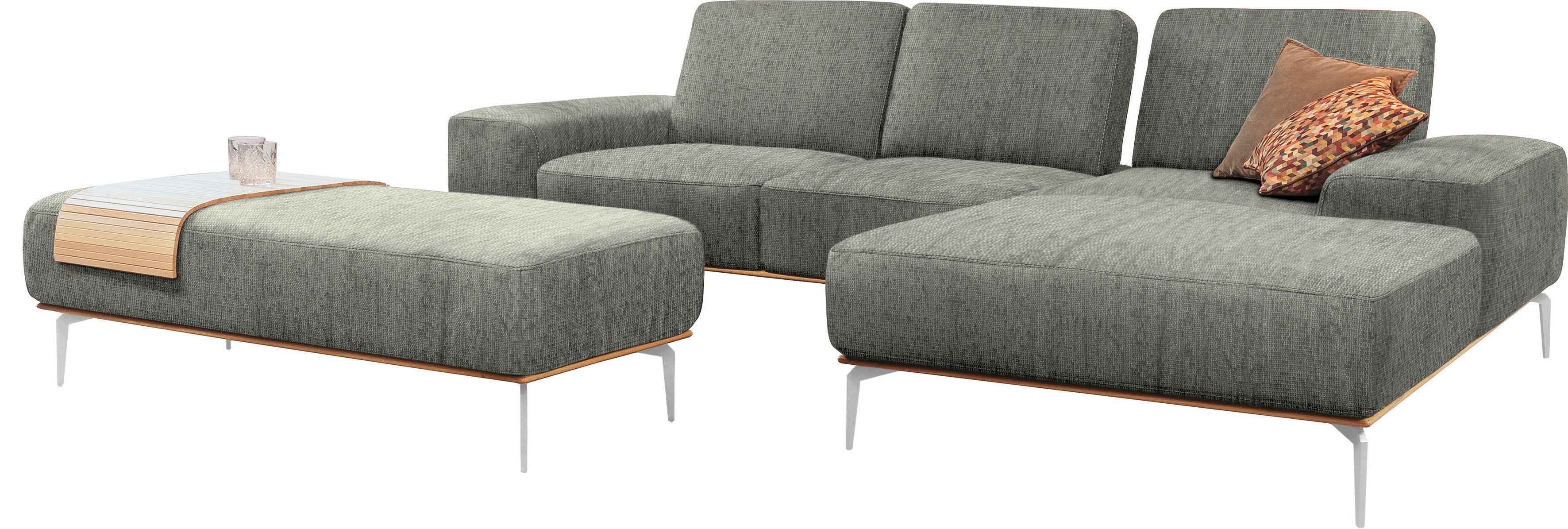 W.SCHILLIG Ecksofa run, mit elegantem Holzsockel, Füße in Chrom glänzend, B günstig online kaufen