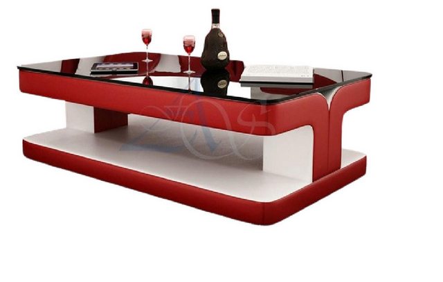 JVmoebel Sofa Designer Couchtisch Polster Tisch Leder Glas Moderner Tische, günstig online kaufen