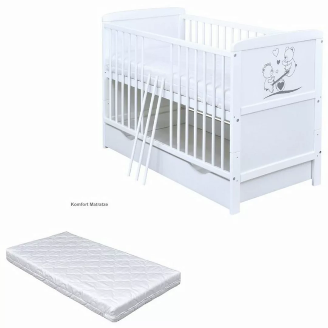 Baby-Delux Babybett Luna Teddy Wippe, Kinderbett Gitterbett 140x70 weiß mit günstig online kaufen