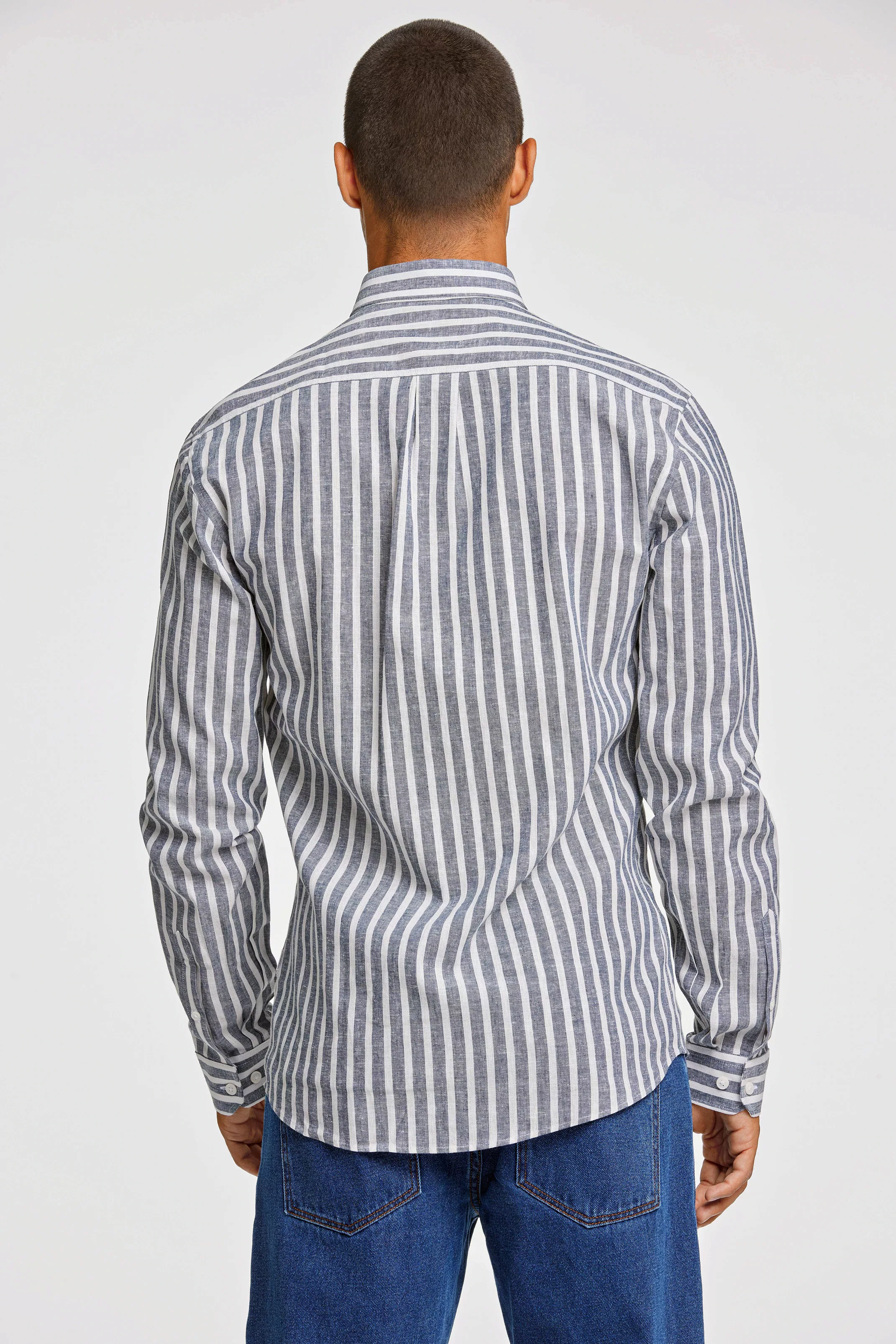 LINDBERGH Leinenhemd langarm aus Leinen und mit Streifen-Muster günstig online kaufen