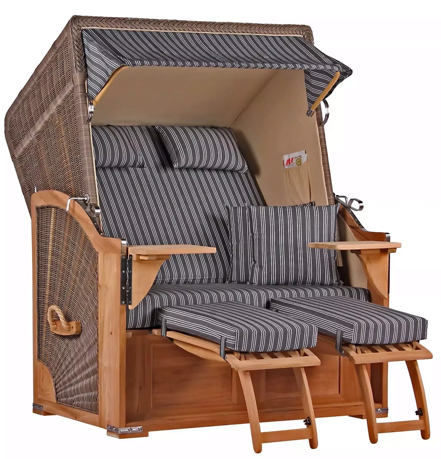 Strandkorb Spiekeroog Teak PE grey Dessin 500 günstig online kaufen