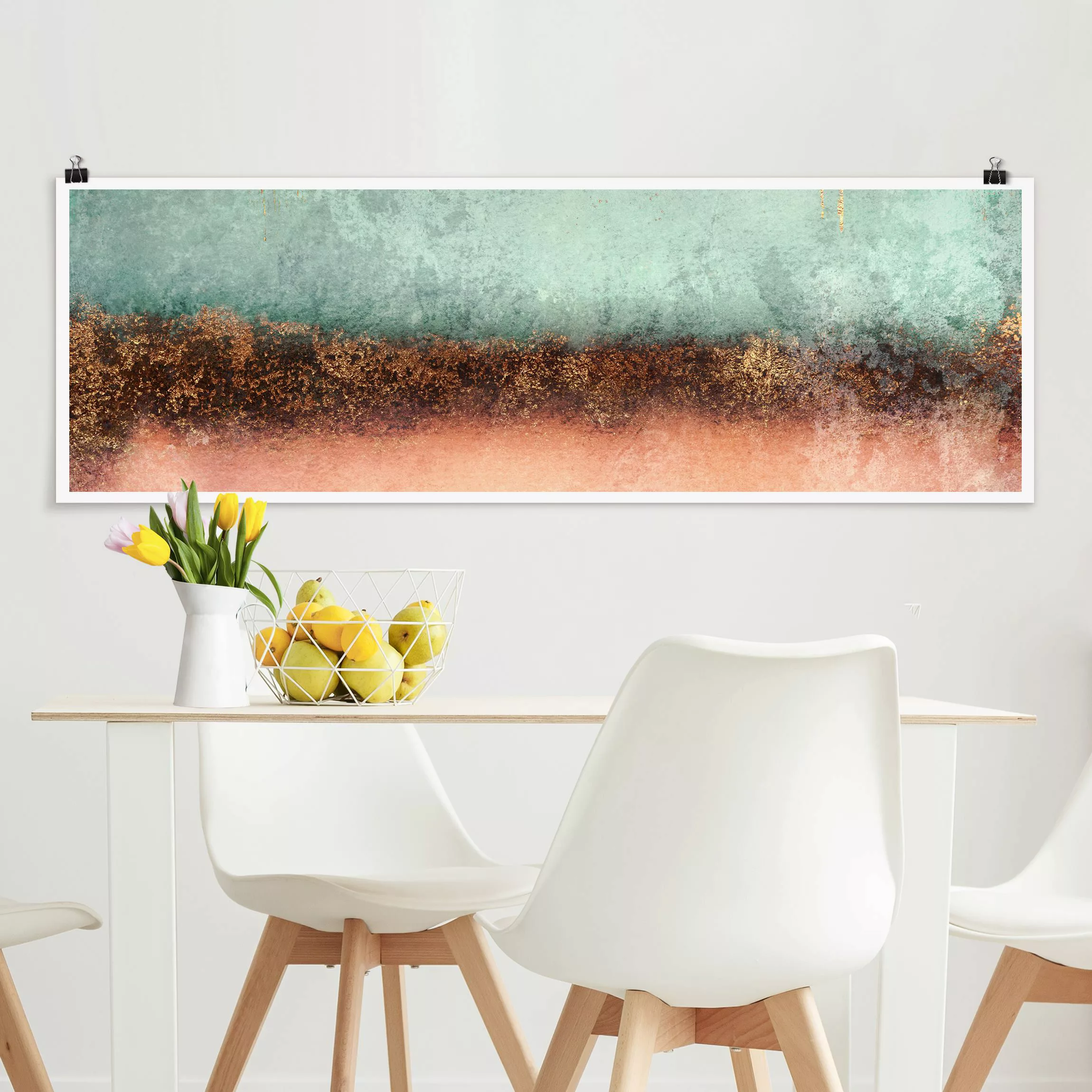 Poster Pastell Sommer mit Gold günstig online kaufen