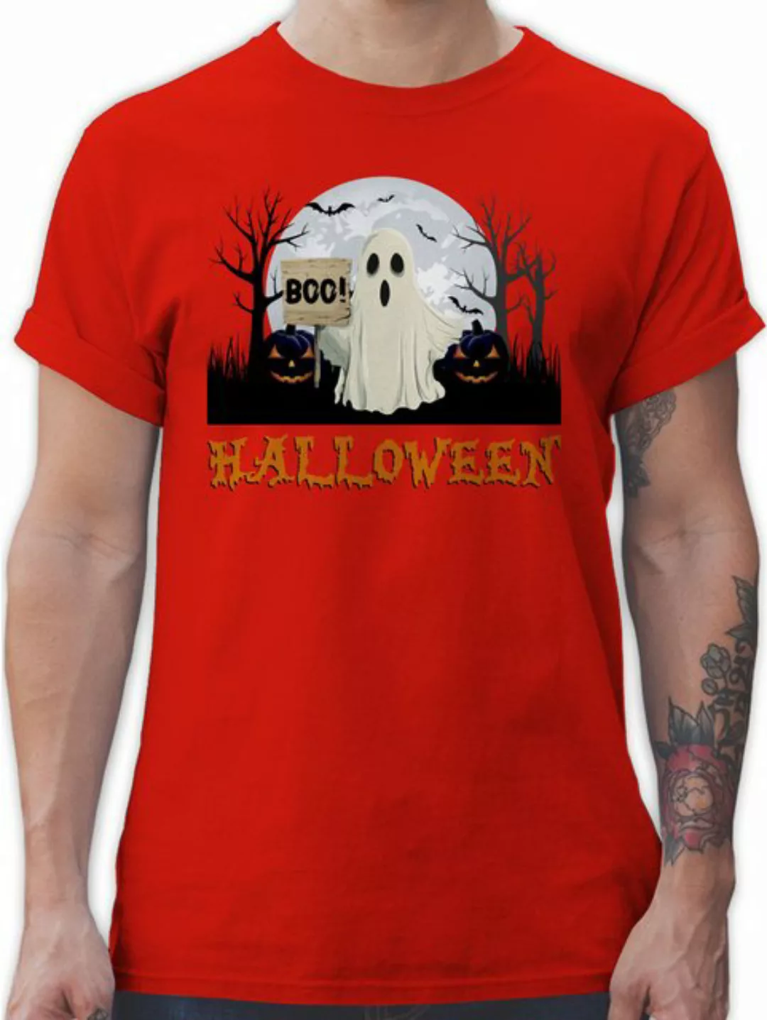 Shirtracer T-Shirt Boo Geist Halloween, Spuk I Vollmond I Gruselig I Spooky günstig online kaufen