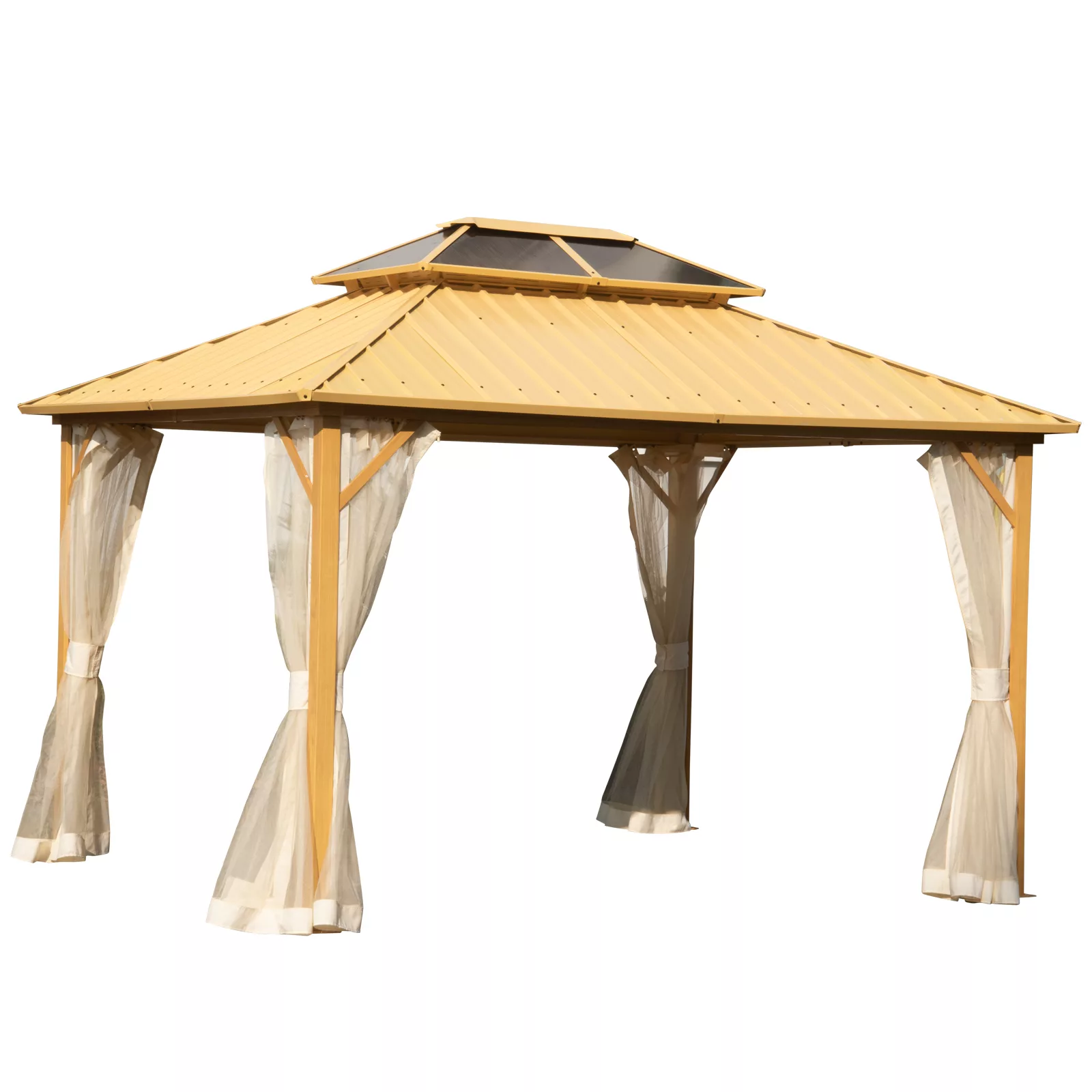 Outsunny Pavillon mit Seitenwänden Partyzelt 3,65 x 2,99 x 2,84 m mit PC-Da günstig online kaufen