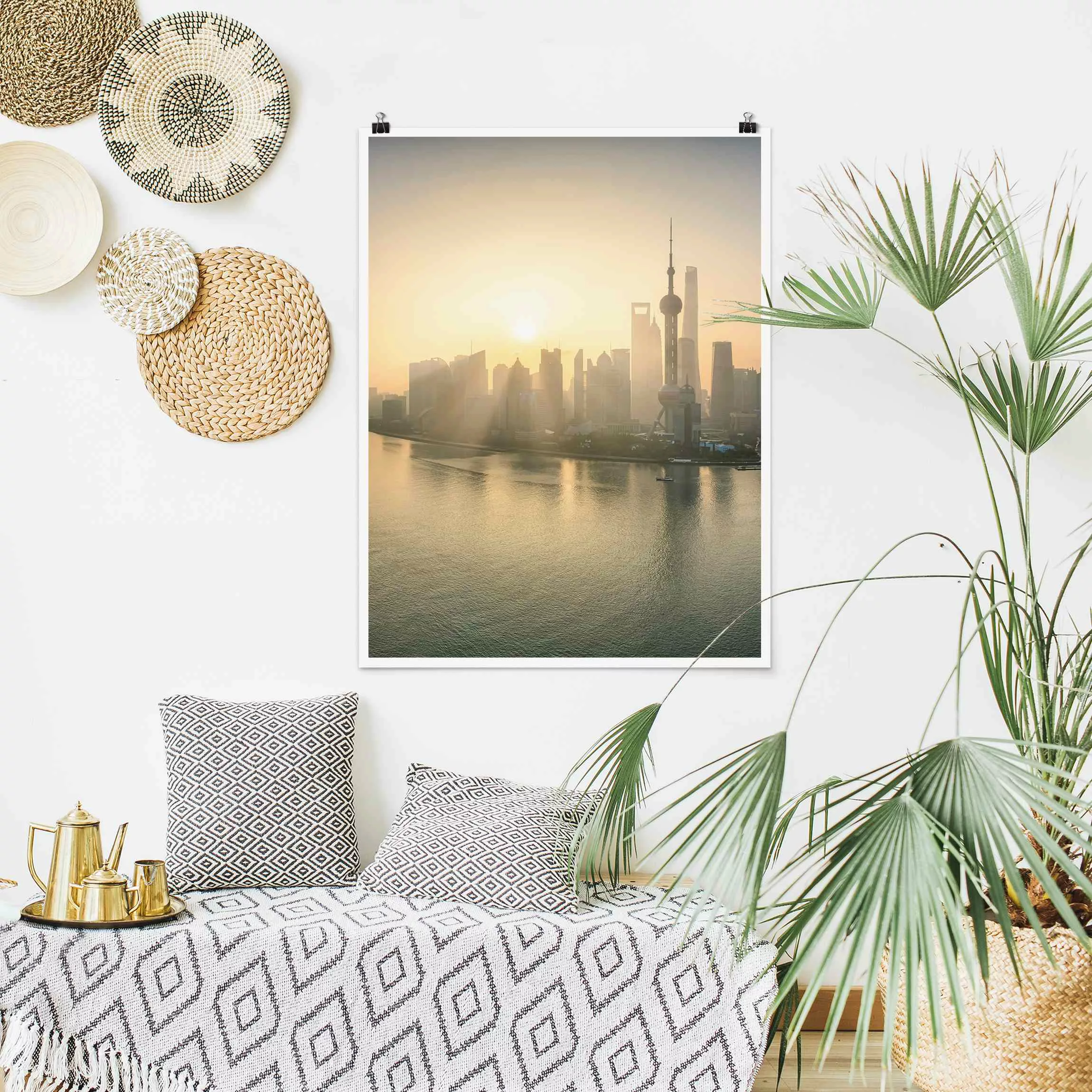 Poster Pudong bei Sonnenaufgang günstig online kaufen