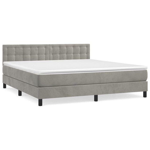 vidaXL Boxspringbett Boxspringbett mit Matratze Hellgrau 160x200 cm Samt Be günstig online kaufen