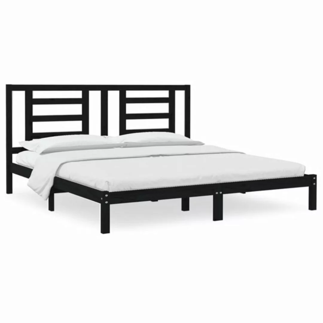 vidaXL Bettgestell Massivholzbett Schwarz Kiefer 200x200 cm Bett Bettgestel günstig online kaufen