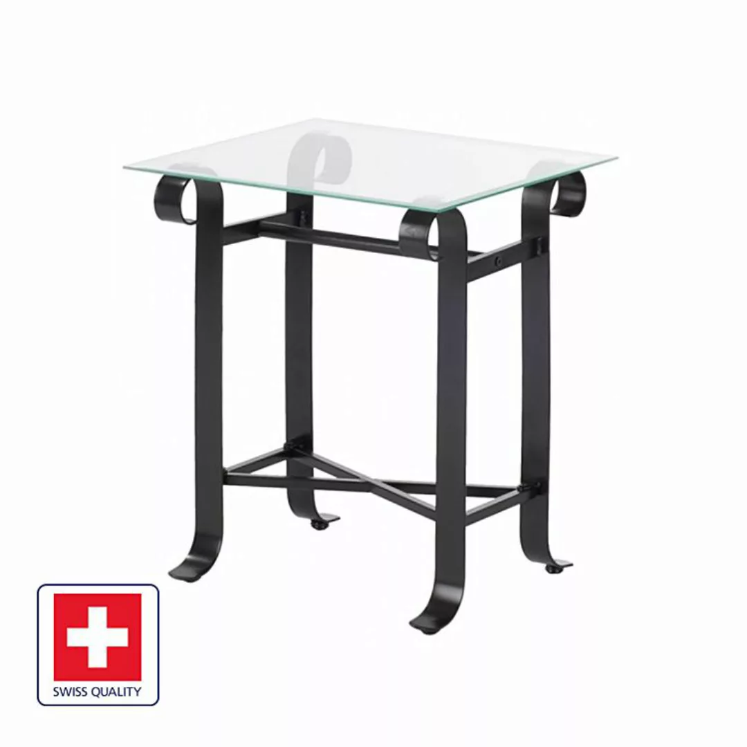 home24 Neue Modular Nachttisch Saronno Metall/Glas Schwarz Landhaus 46x52x4 günstig online kaufen