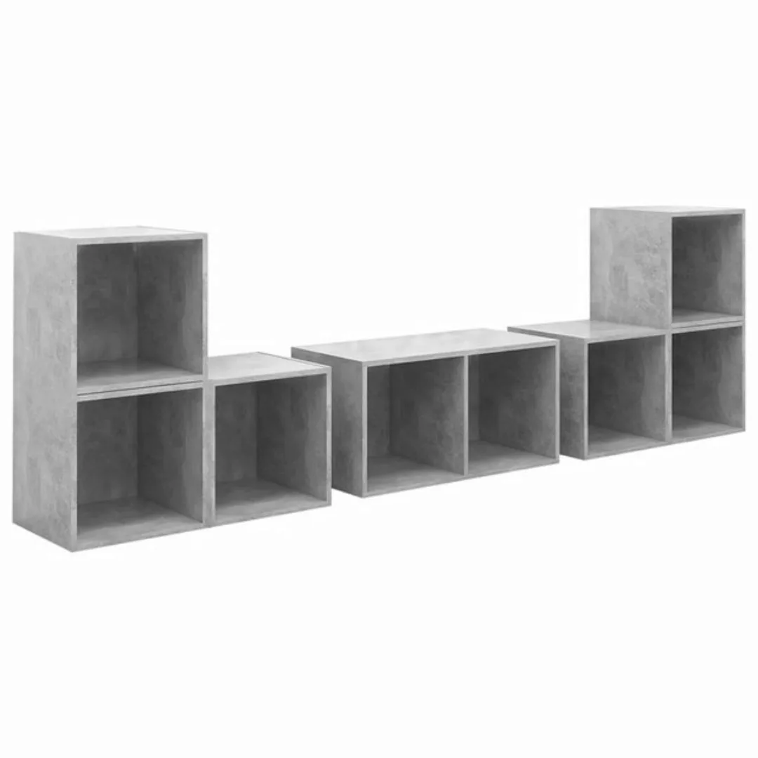 vidaXL TV-Schrank 6-tlg. TV-Schrank-Set Betongrau Holzwerkstoff (1-St) günstig online kaufen