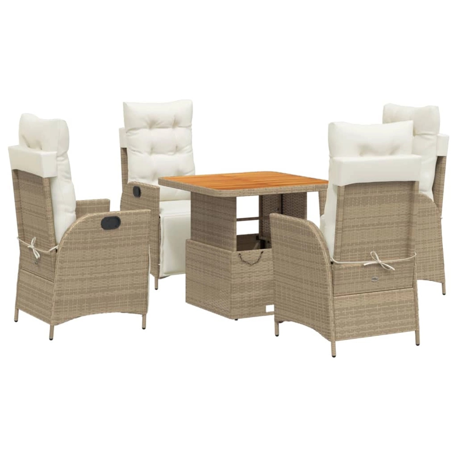 vidaXL 5-Tlg Garten-Essgruppe mit Kissen Beige Poly Rattan 3277472 günstig online kaufen
