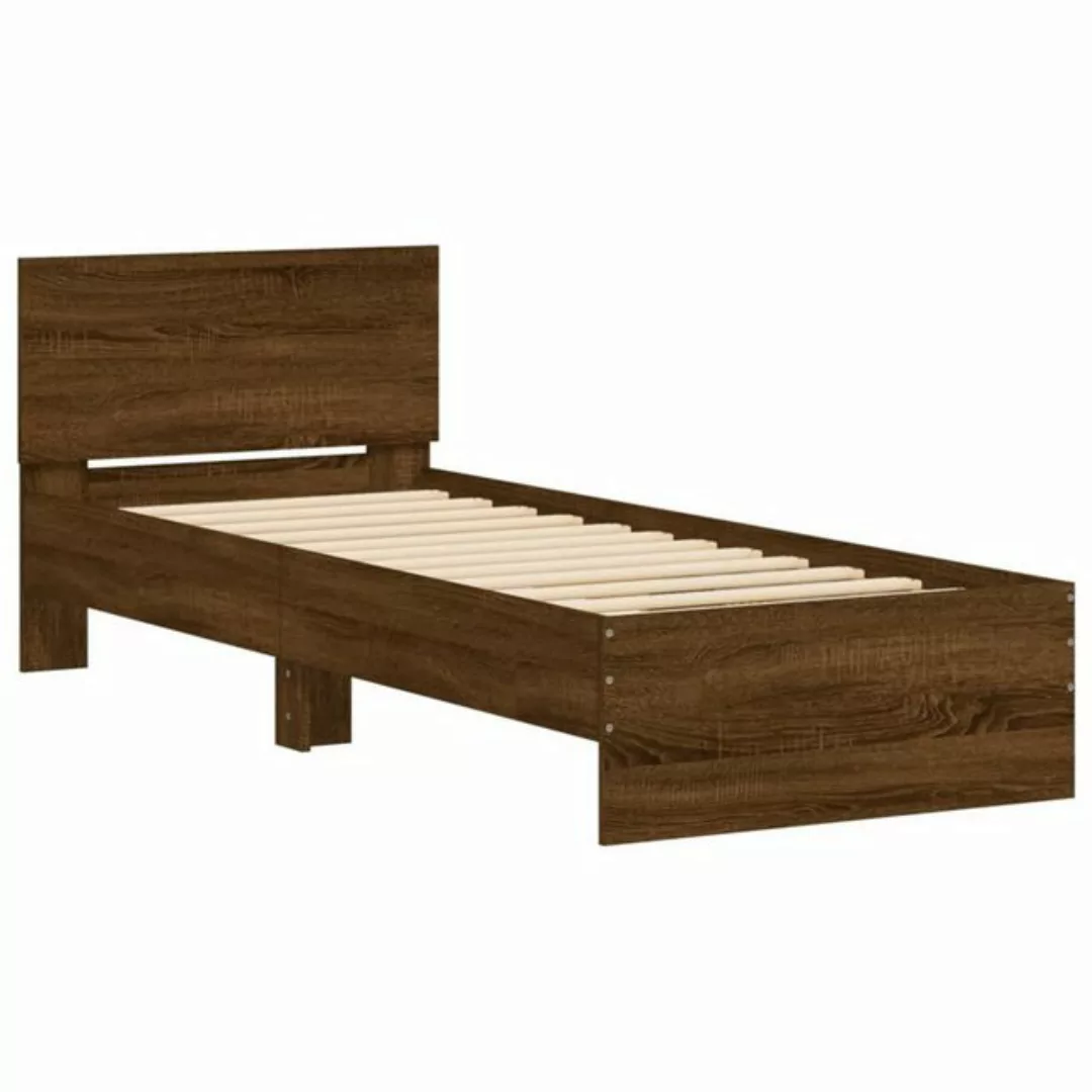 vidaXL Bett Bettgestell mit Kopfteil Braun Eiche 75x190 cm Holzwerkstoff günstig online kaufen