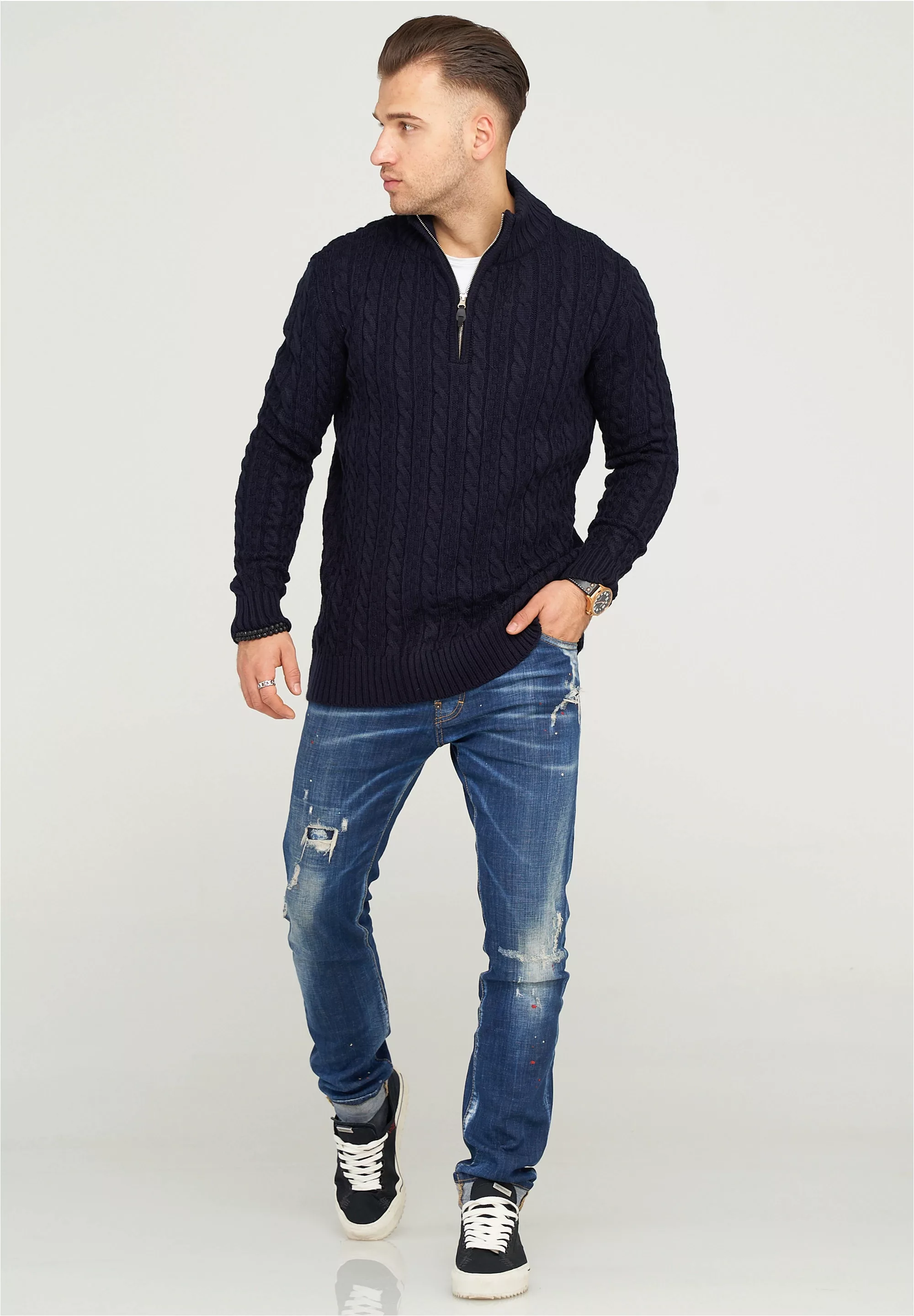 behype Strickpullover "CILIAN HENLEY", mit gemütlichem Stehkragen günstig online kaufen