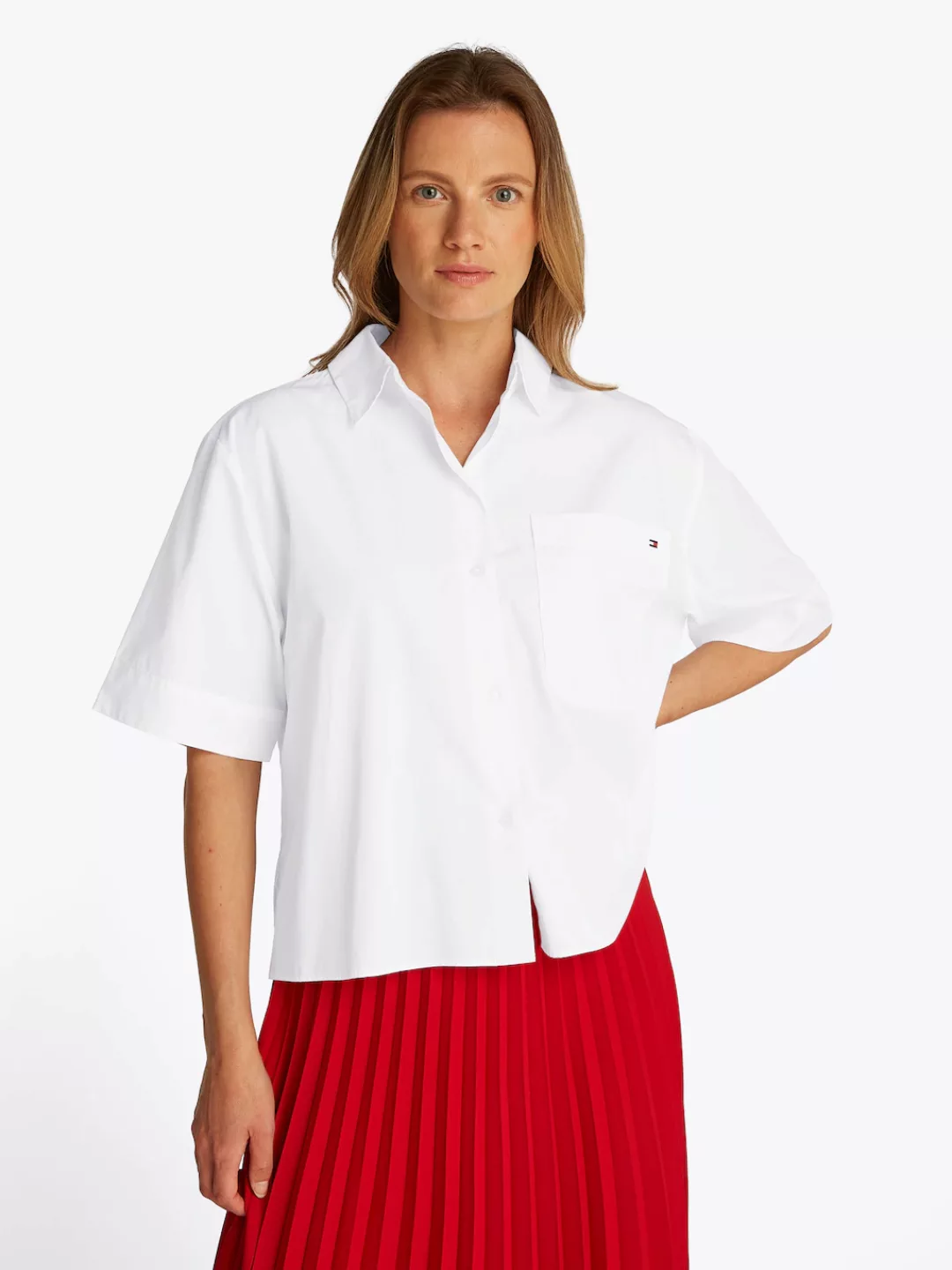 Tommy Hilfiger Kurzarmshirt "POPLIN BOXY SHORT S/S SHIRT", mit Brusttasche, günstig online kaufen