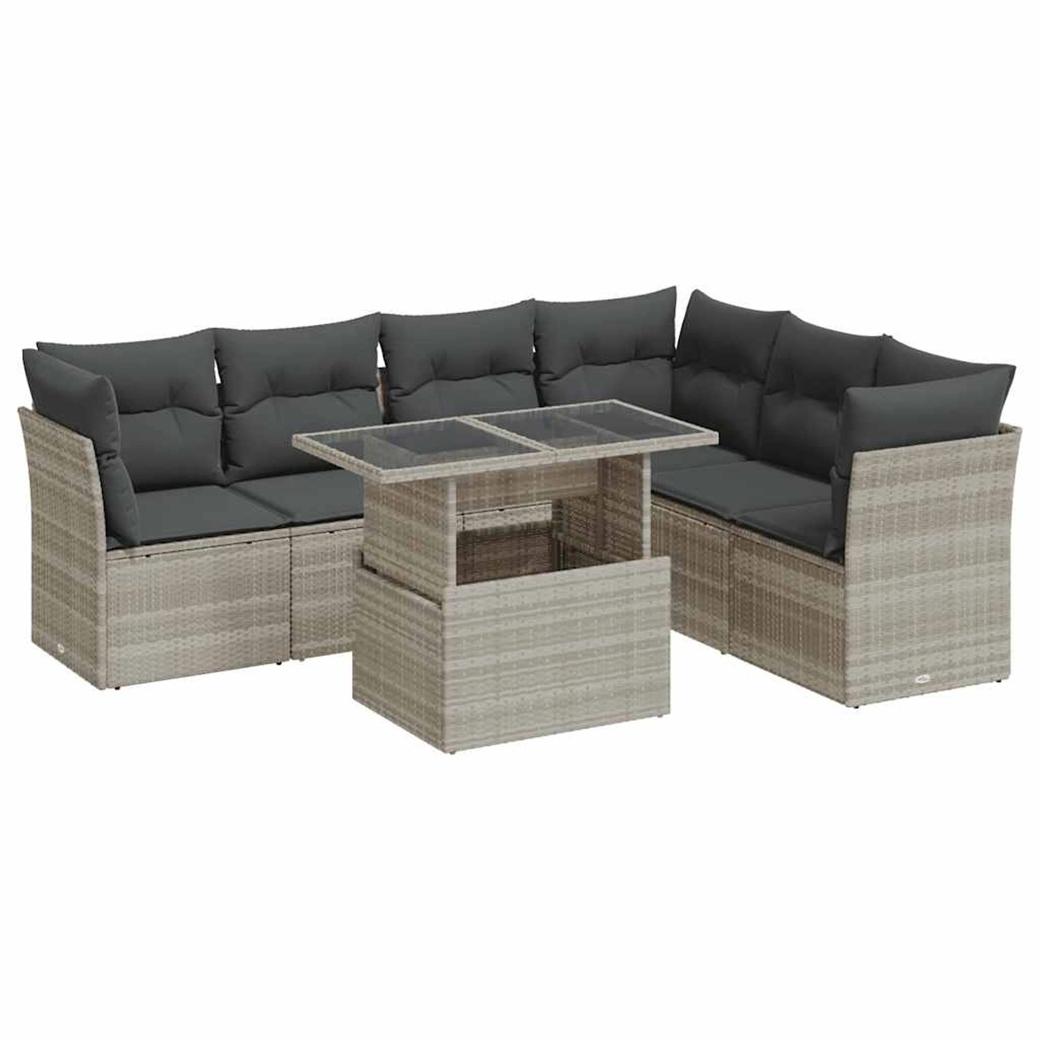 vidaXL 7-Tlg Garten-Sofagarnitur mit Kissen Hellgrau Poly Rattan 3326173 günstig online kaufen
