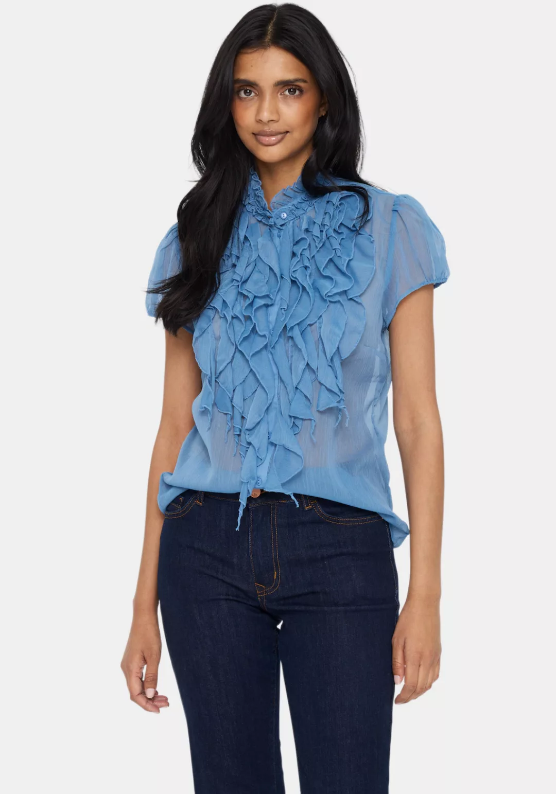 Saint Tropez Rüschenbluse "LiljaSZ Crinkle SS Shirt" günstig online kaufen