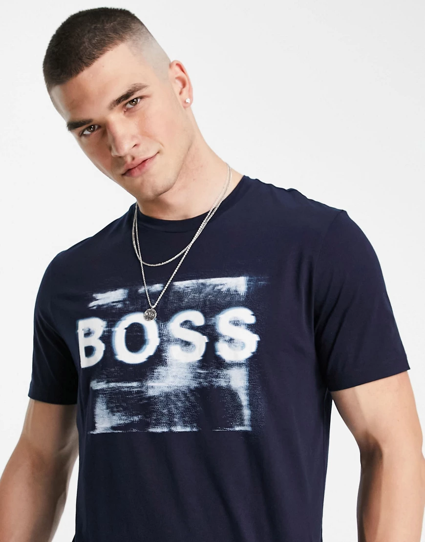 BOSS – Tlogo – T-Shirt in Marineblau günstig online kaufen