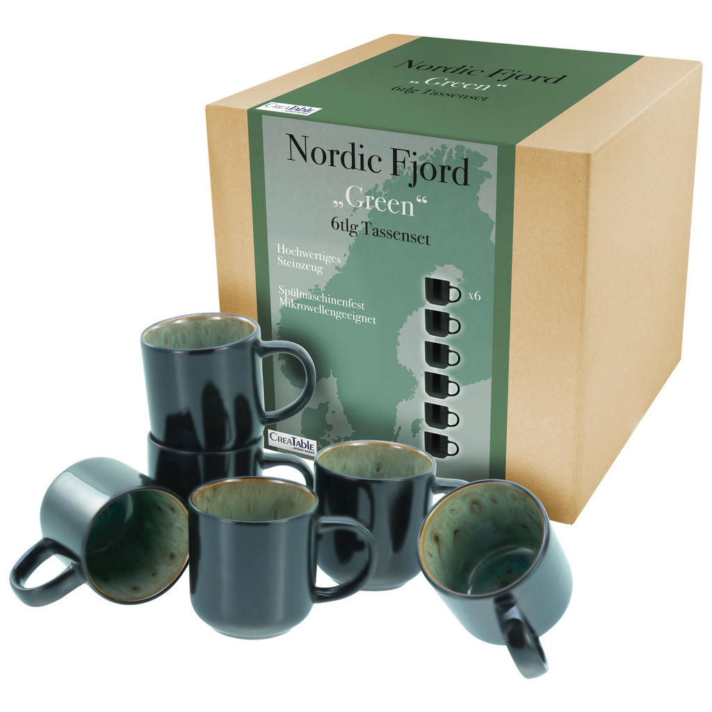 CreaTable Kaffeebecher Nordic Fjord Green grün Steinzeug günstig online kaufen