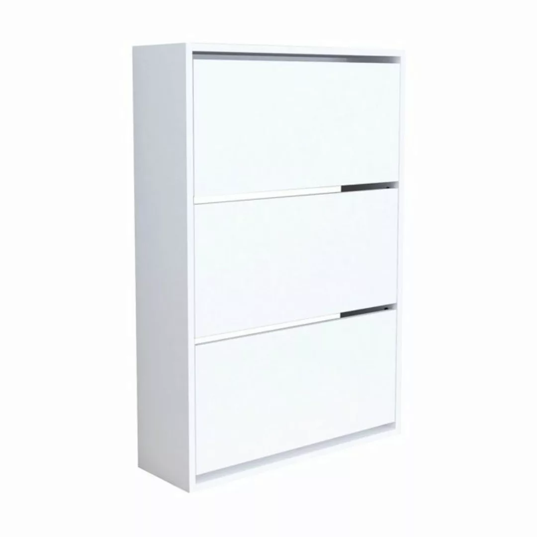 en.casa Schuhschrank »Aurskog« mit Kipptüren 110x73, 5x24cm Weiß günstig online kaufen