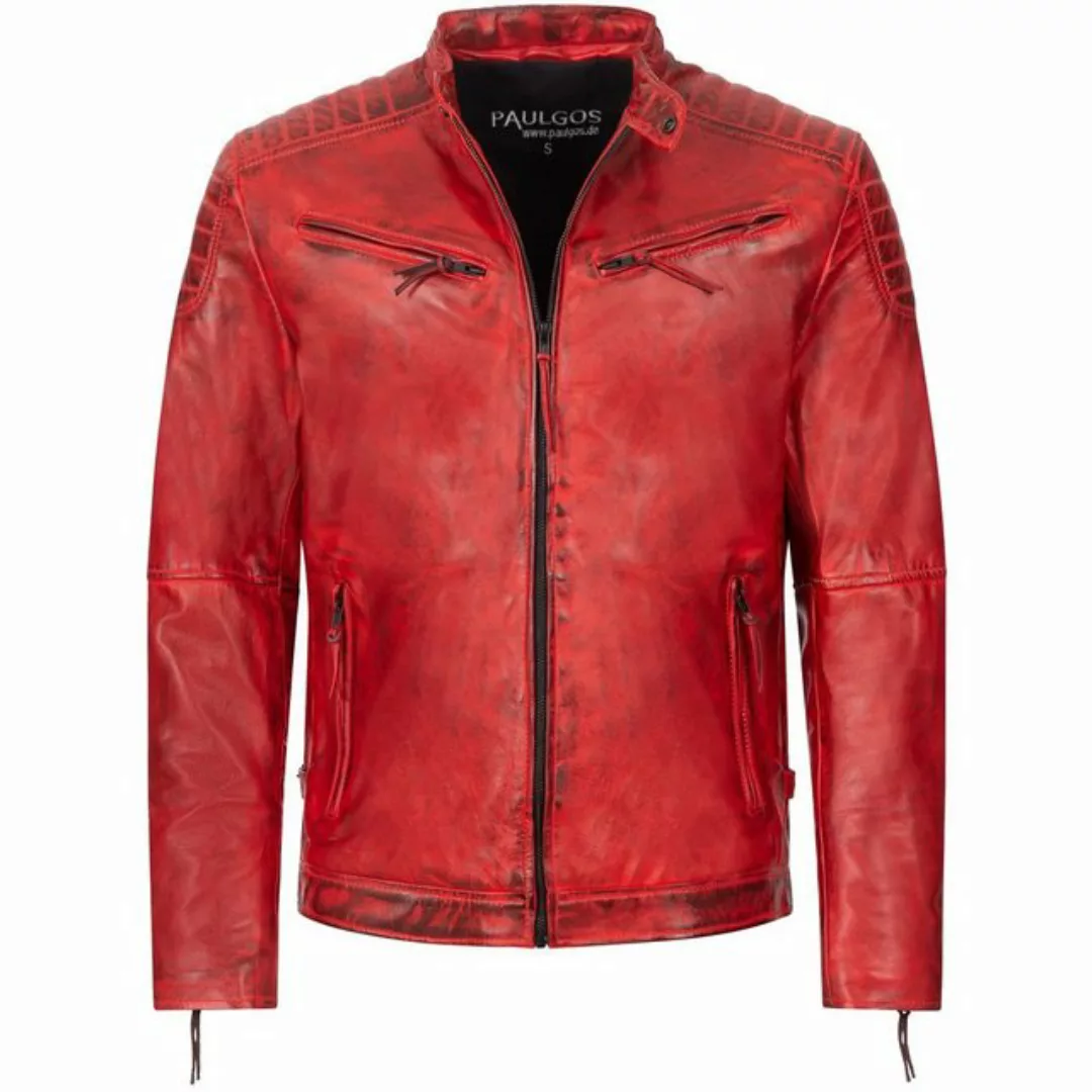 PAULGOS Lederjacke Herren Jacke Übergangsjacke Biker Look 100% Echtleder D2 günstig online kaufen