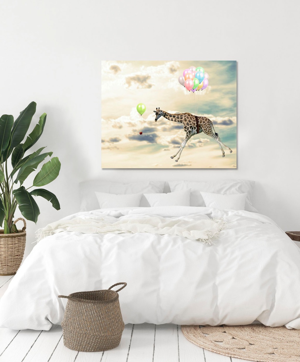 queence Acrylglasbild "fliegende Giraffe", Tiere-Luftballon-Himmel-Giraffe- günstig online kaufen