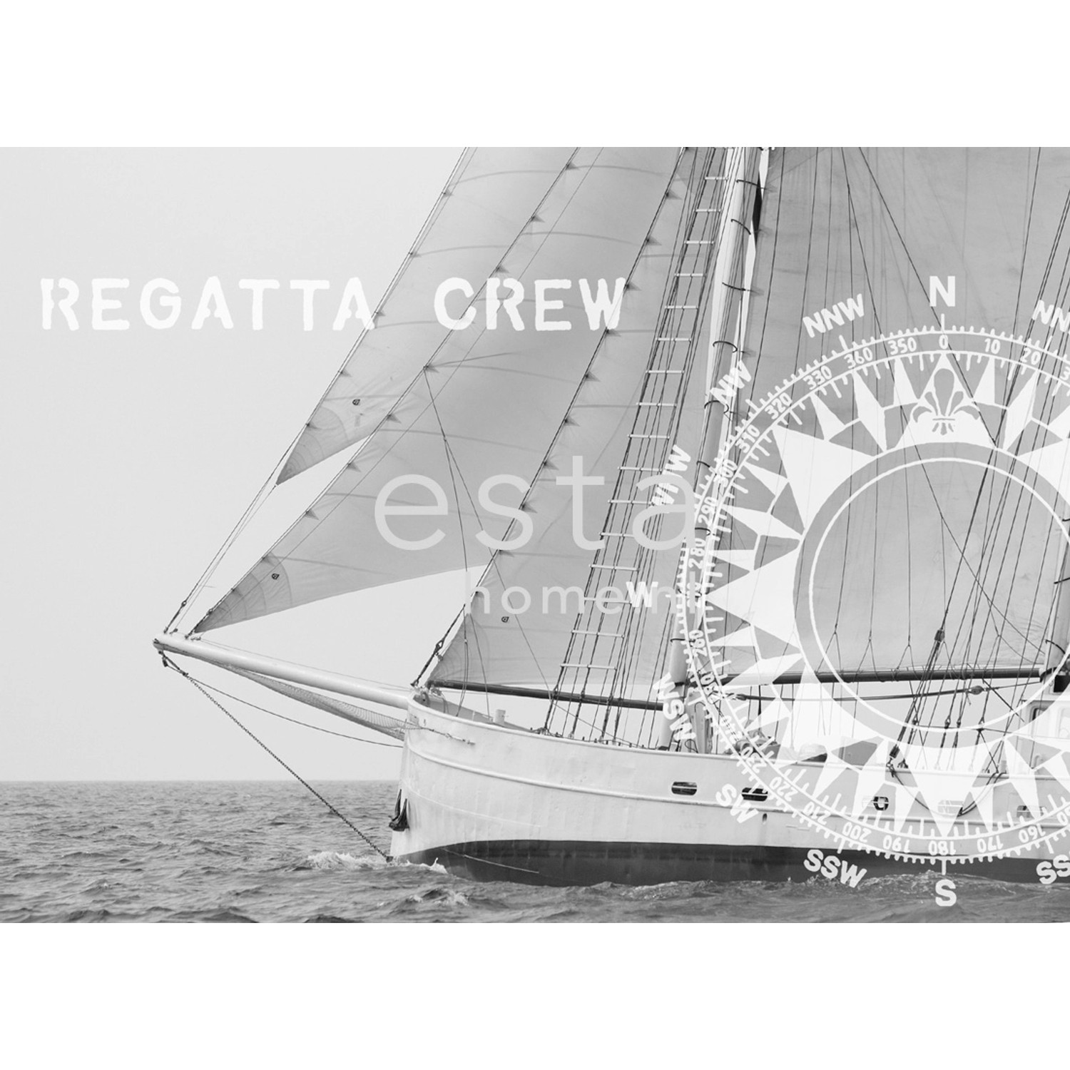 ESTAhome Fototapete Seegelboot Schwarz und Weiß 372 x 270 cm 156430 günstig online kaufen