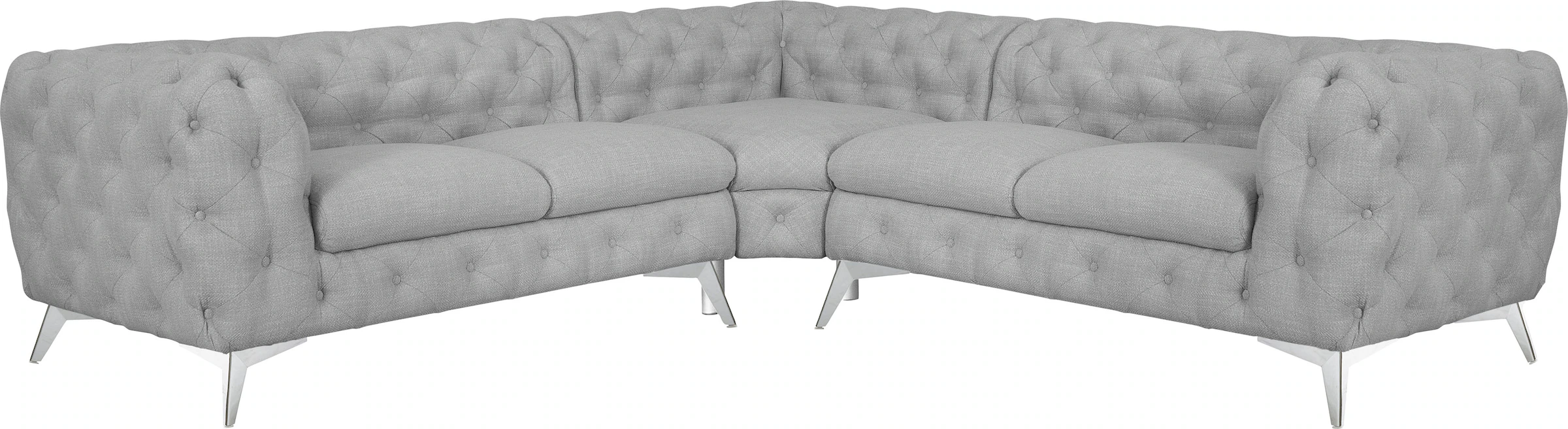 Leonique Chesterfield-Sofa "Ecksofa GLYNIS L-Form mit Wellenunterfederung, günstig online kaufen
