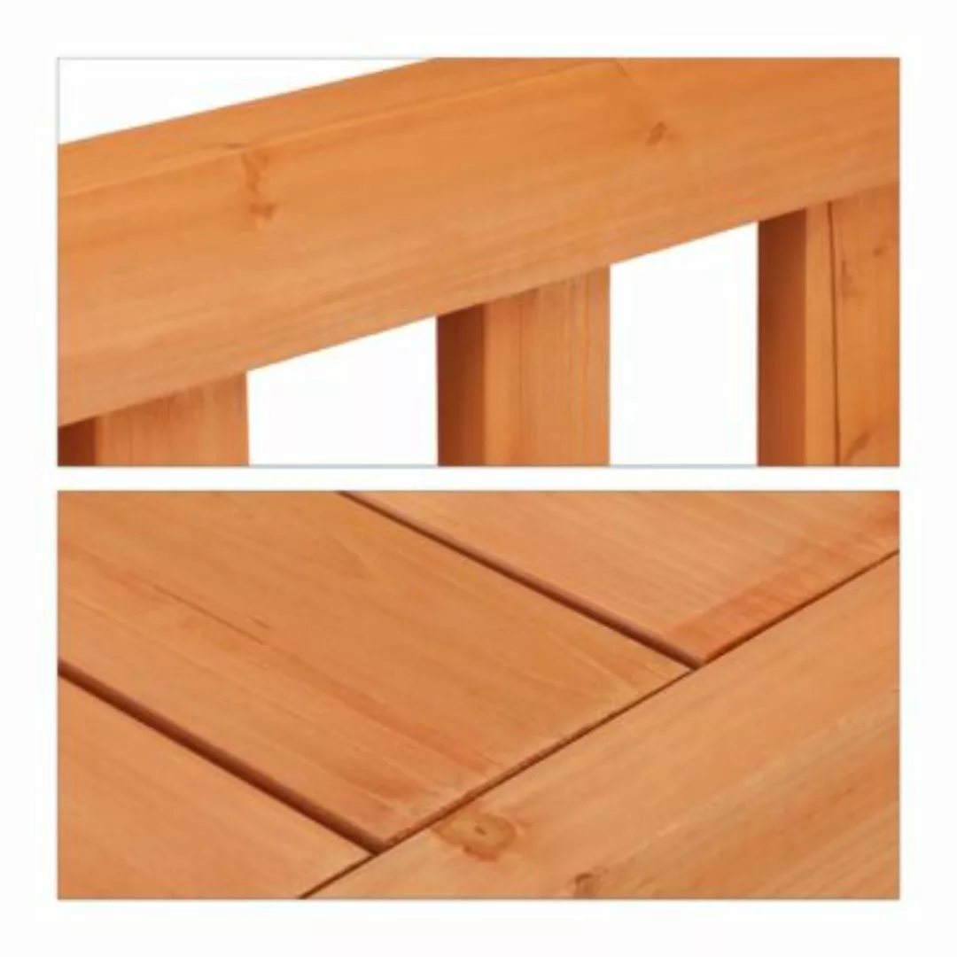 relaxdays Holz Gartenbank 3-Sitzer orange günstig online kaufen