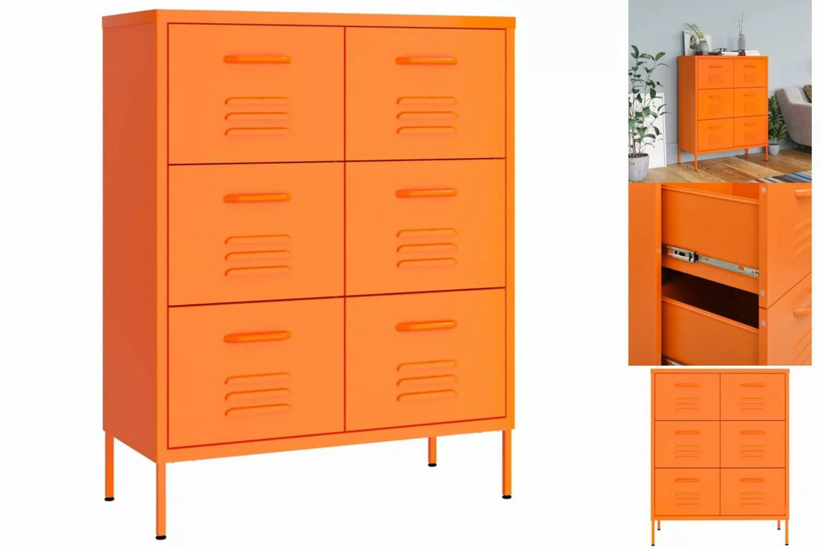 vidaXL Aktenschrank Aktenschrank Schubladenschrank Orange 80x35x101,5 cm St günstig online kaufen