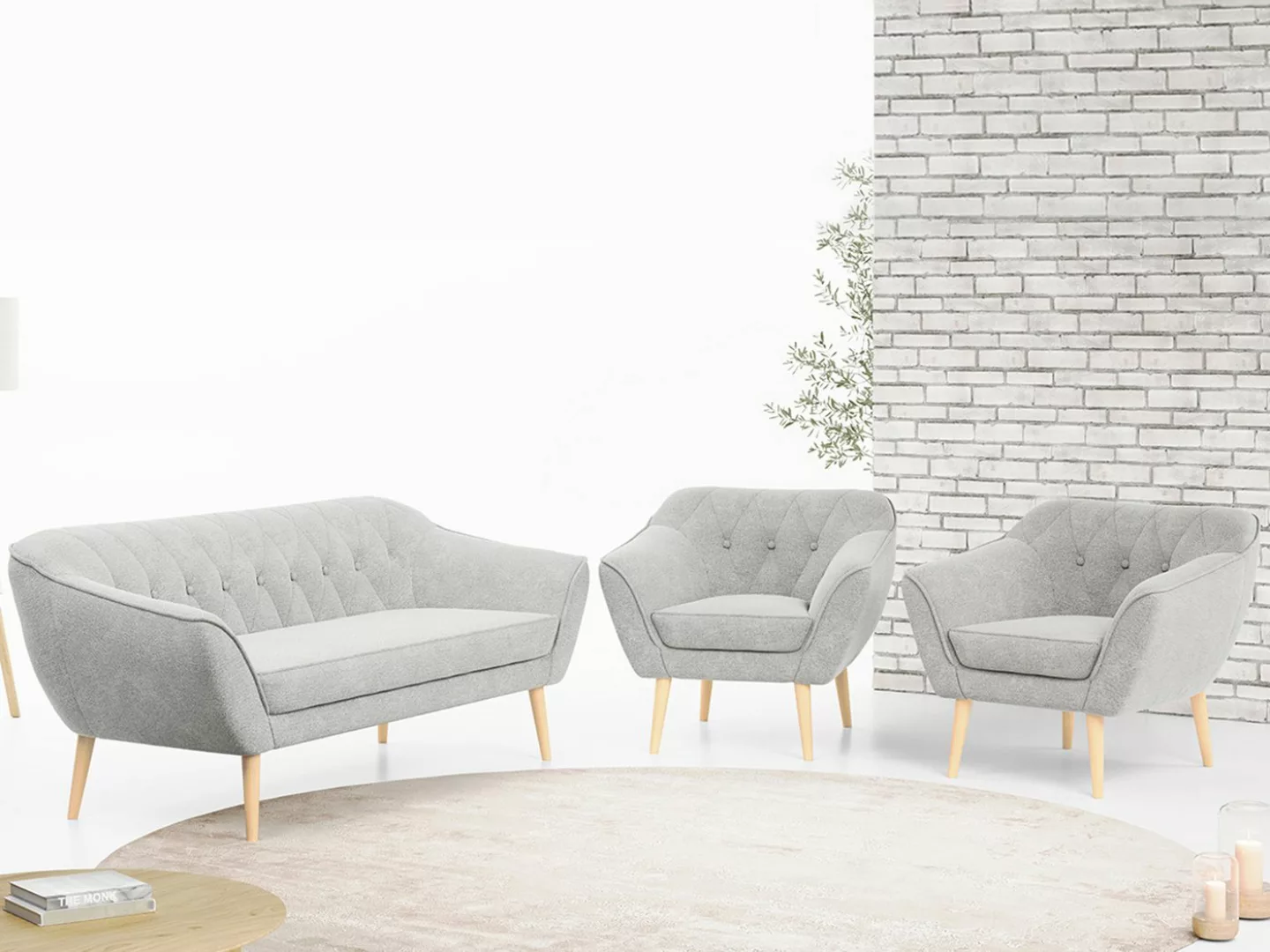 MKS MÖBEL Sofa PIRS 3 1 1, Set, Sofa, Sessel, T30-Schaum, Holzbeine, mit Re günstig online kaufen