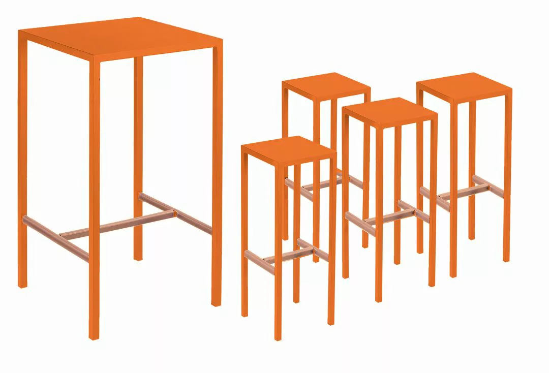 Set Bartisch mit 4 Barhockern Seaside orange günstig online kaufen