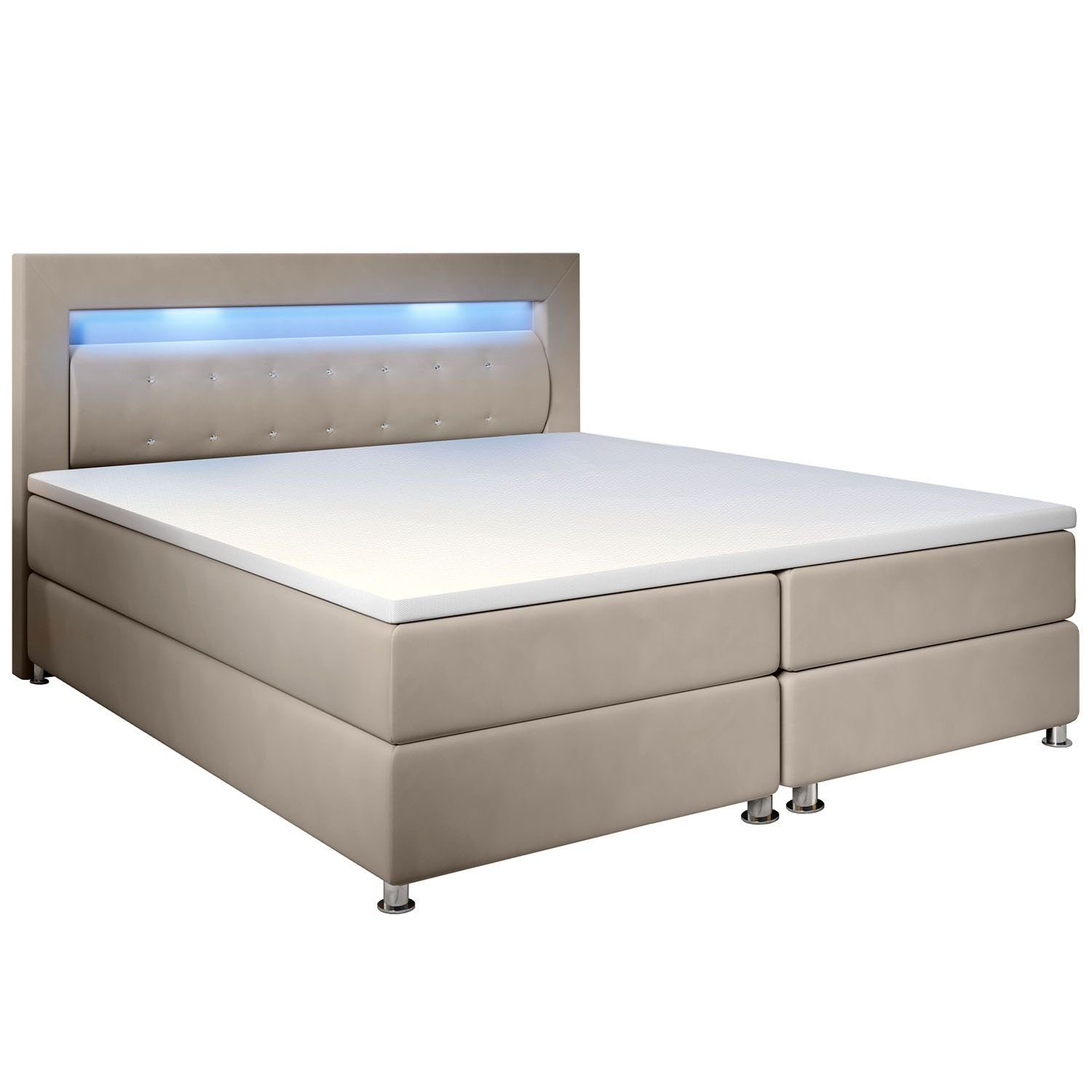 Juskys Boxspringbett Vancouver, 140x200 cm, Bonell-Federkernmatratzen, günstig online kaufen