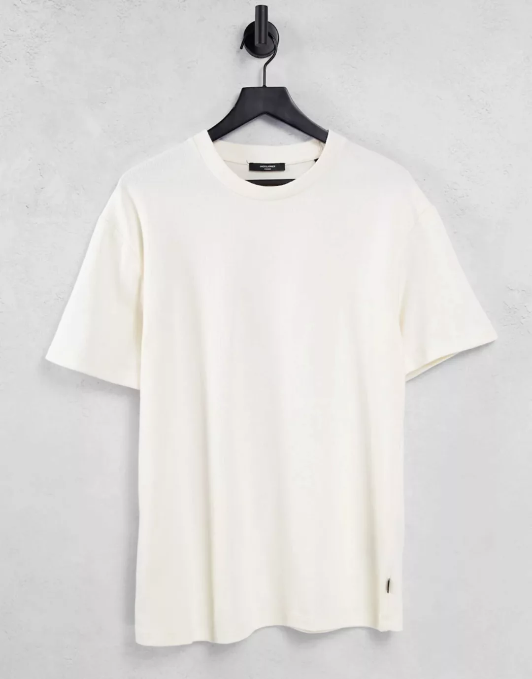 Jack & Jones Premium – Oversize-T-Shirt aus Strick in Beige-Neutral günstig online kaufen