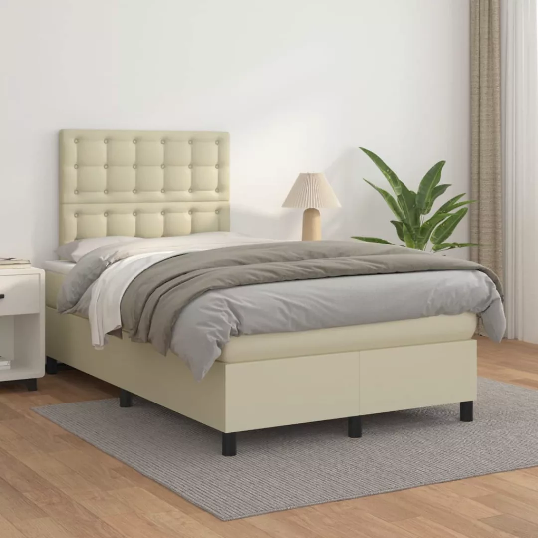 Vidaxl Boxspringbett Mit Matratze Creme 120x200 Cm Kunstleder günstig online kaufen