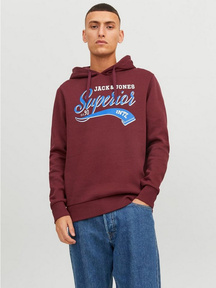 Jack & Jones Hoodie Kapuzenpullover Sweater mit Print JJELOGO 5831 in Rot-2 günstig online kaufen