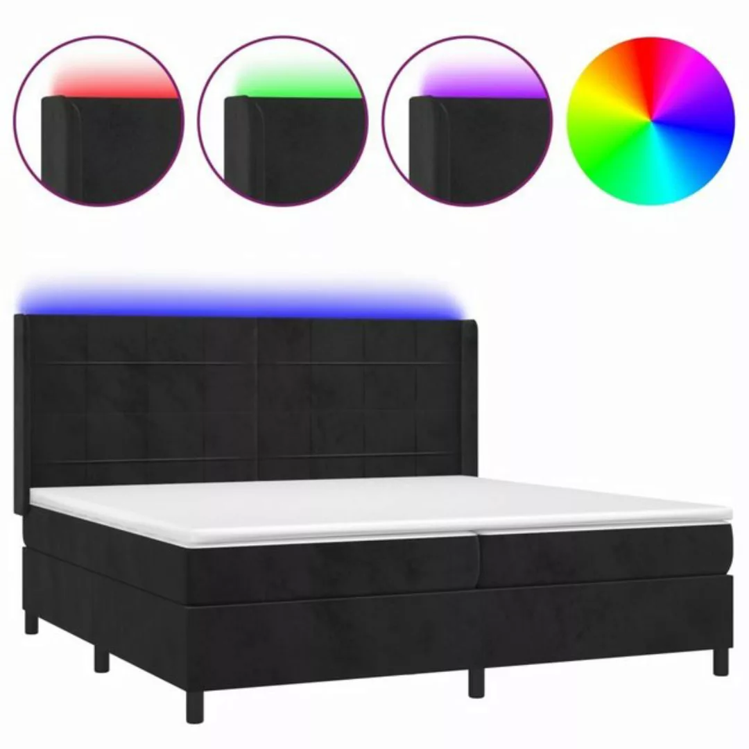 vidaXL Boxspringbett Boxspringbett mit Matratze LED Schwarz 200x200 cm Samt günstig online kaufen