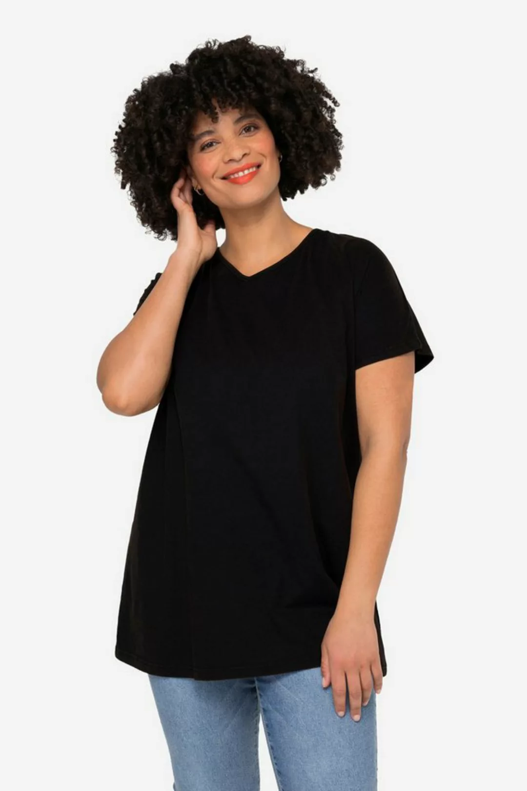 Angel of Style Rundhalsshirt T-Shirt oversized Rücken-Zierbändern V-Ausschn günstig online kaufen