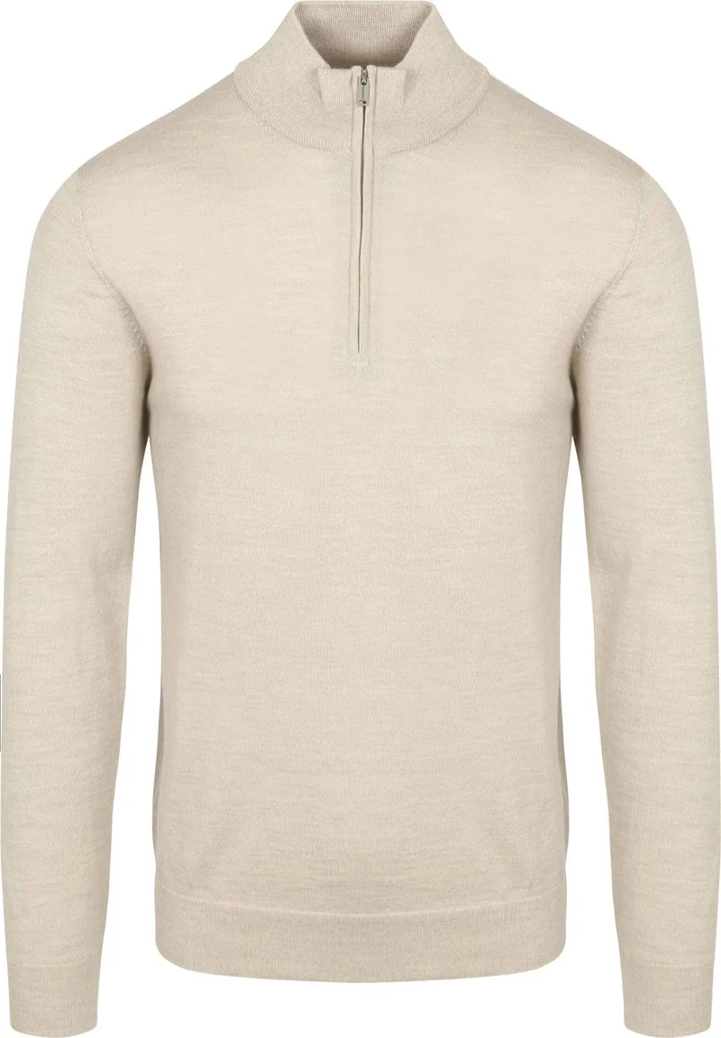 Profuomo Half Zip Pullover Merinowolle Ecru - Größe M günstig online kaufen