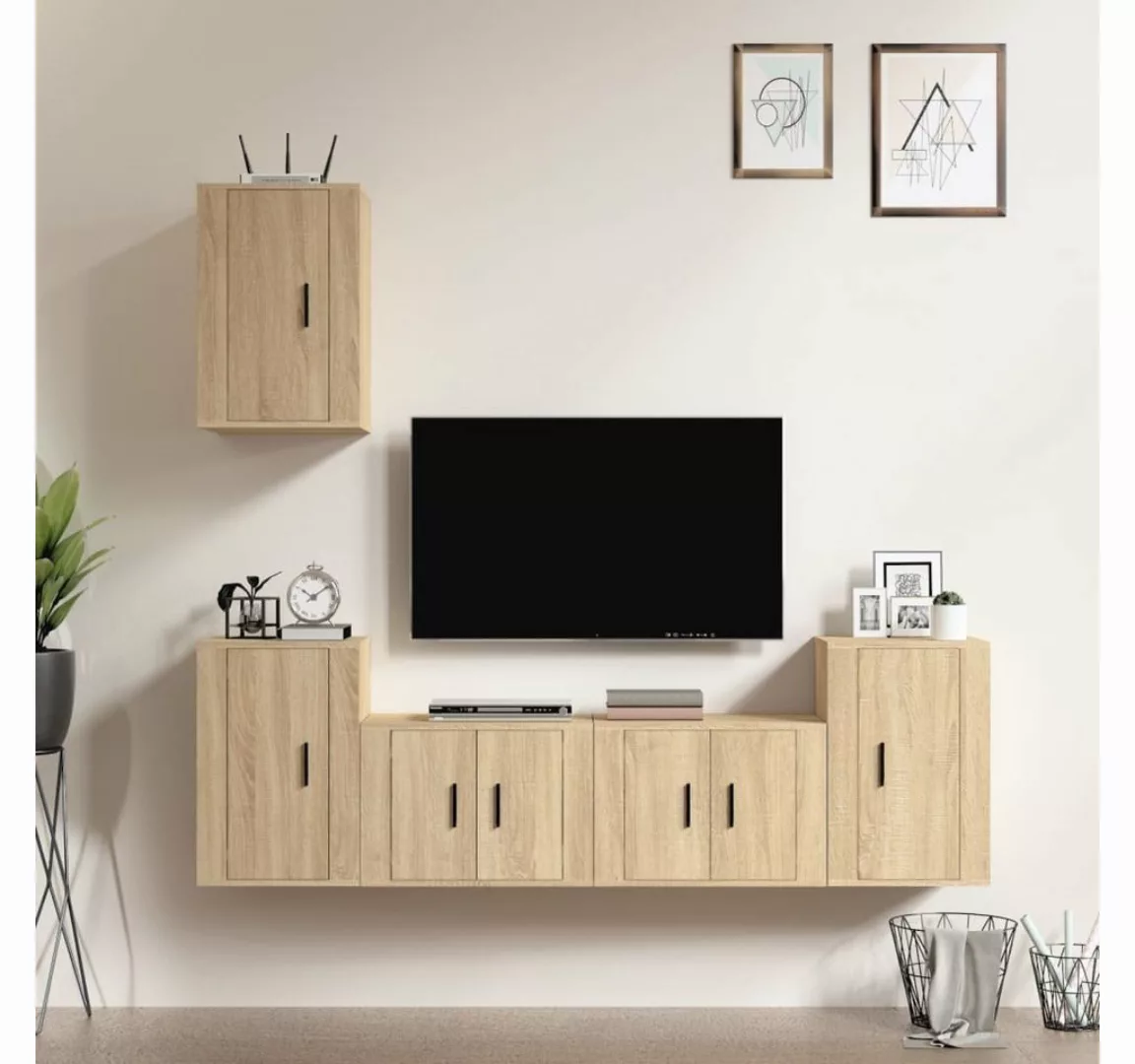 furnicato TV-Schrank 5-tlg. TV-Schrank-Set Sonoma-Eiche Holzwerkstoff günstig online kaufen